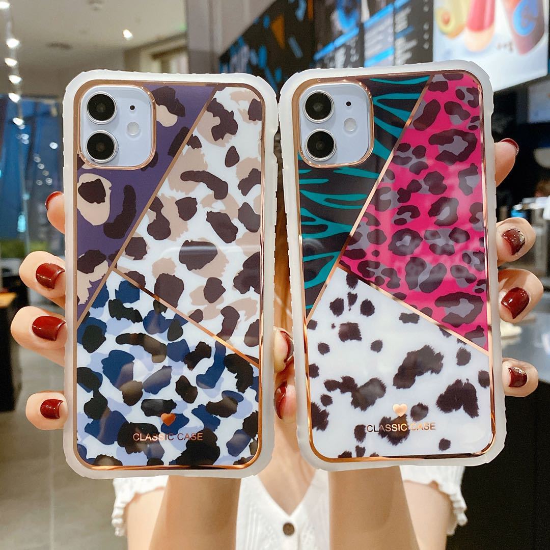 Electroplating love leopard print small waist protective