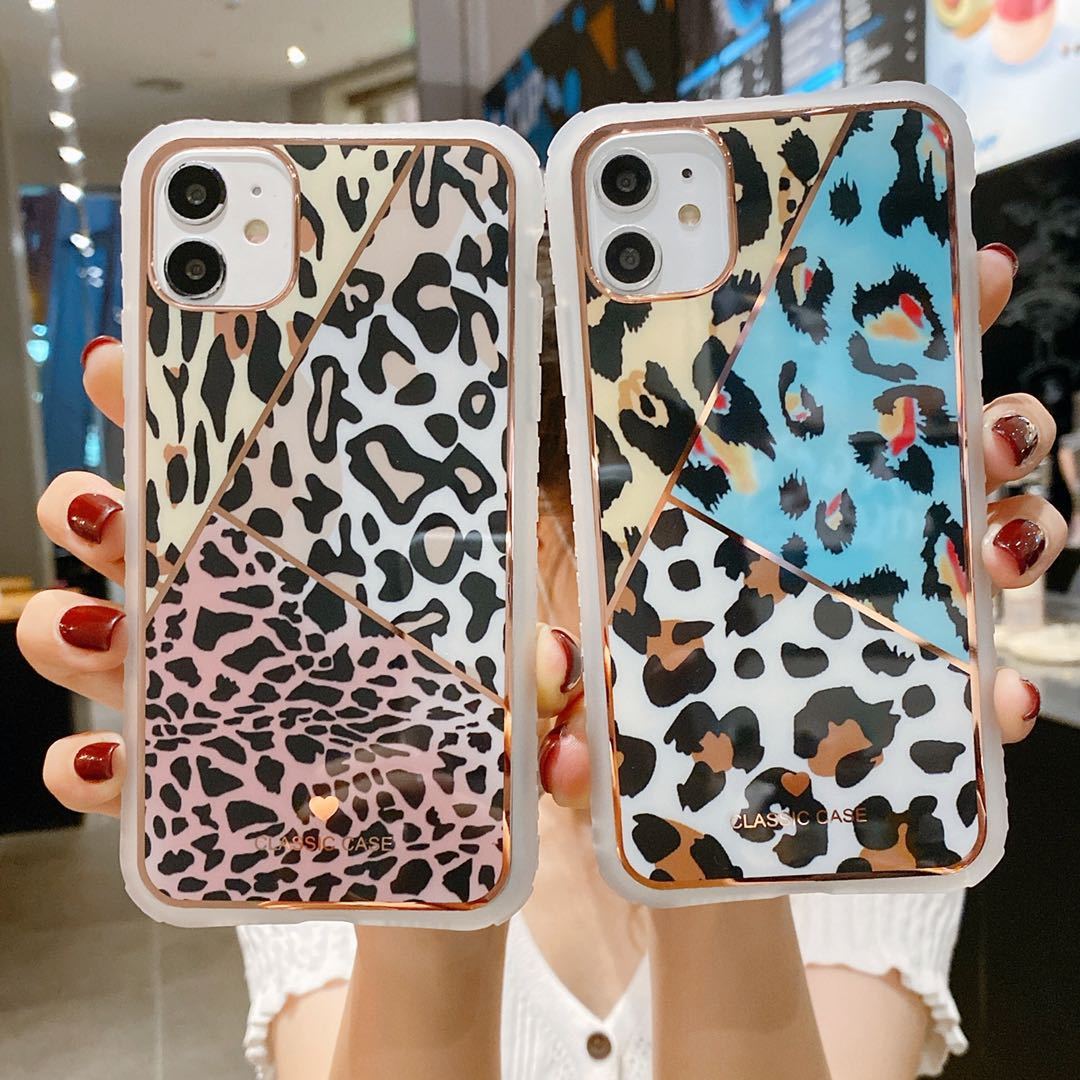 Electroplating love leopard print small waist protective