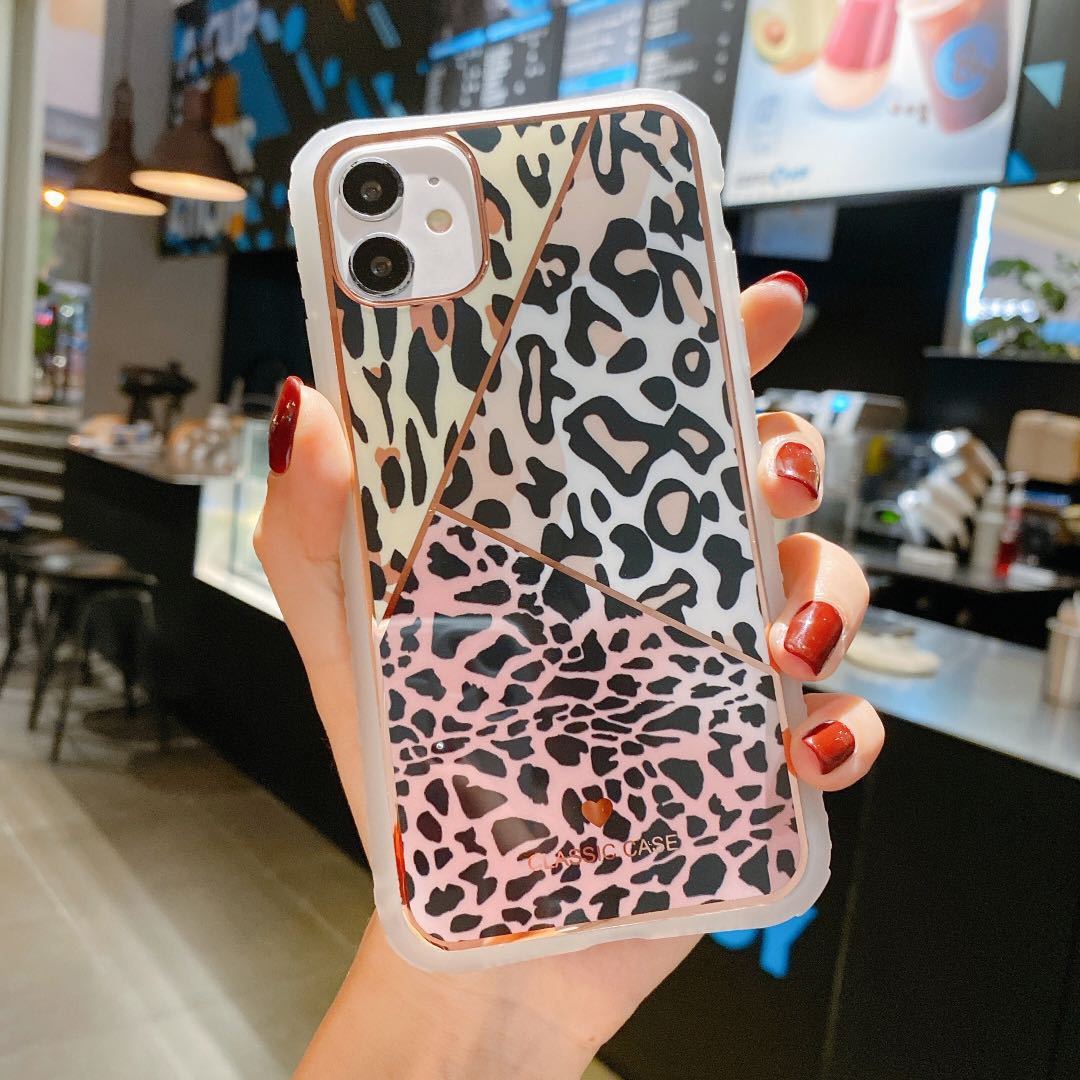 Electroplating love leopard print small waist protective