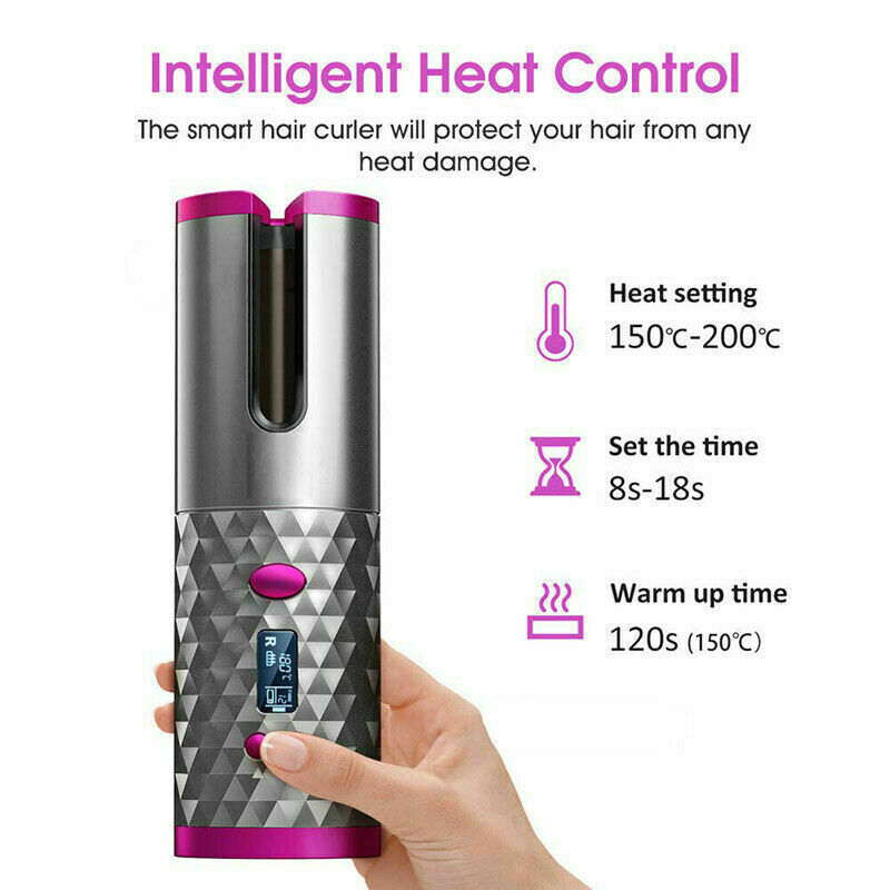 Electric LCD Display  Rotating Hair Curler Hair Waver Curling Iron