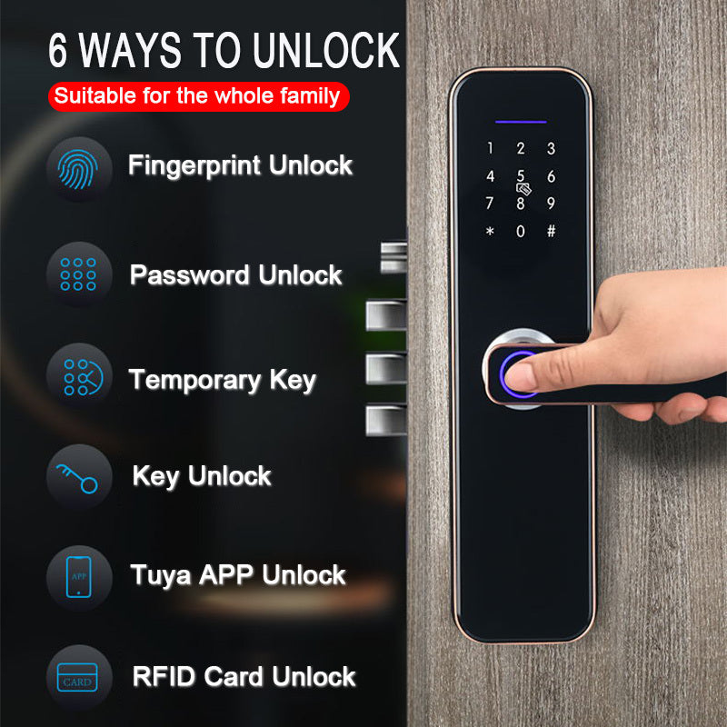 Apartment Office Wooden Door Electronic Fingerprint Lock with WiFi and TTLOCKAPP Integration"