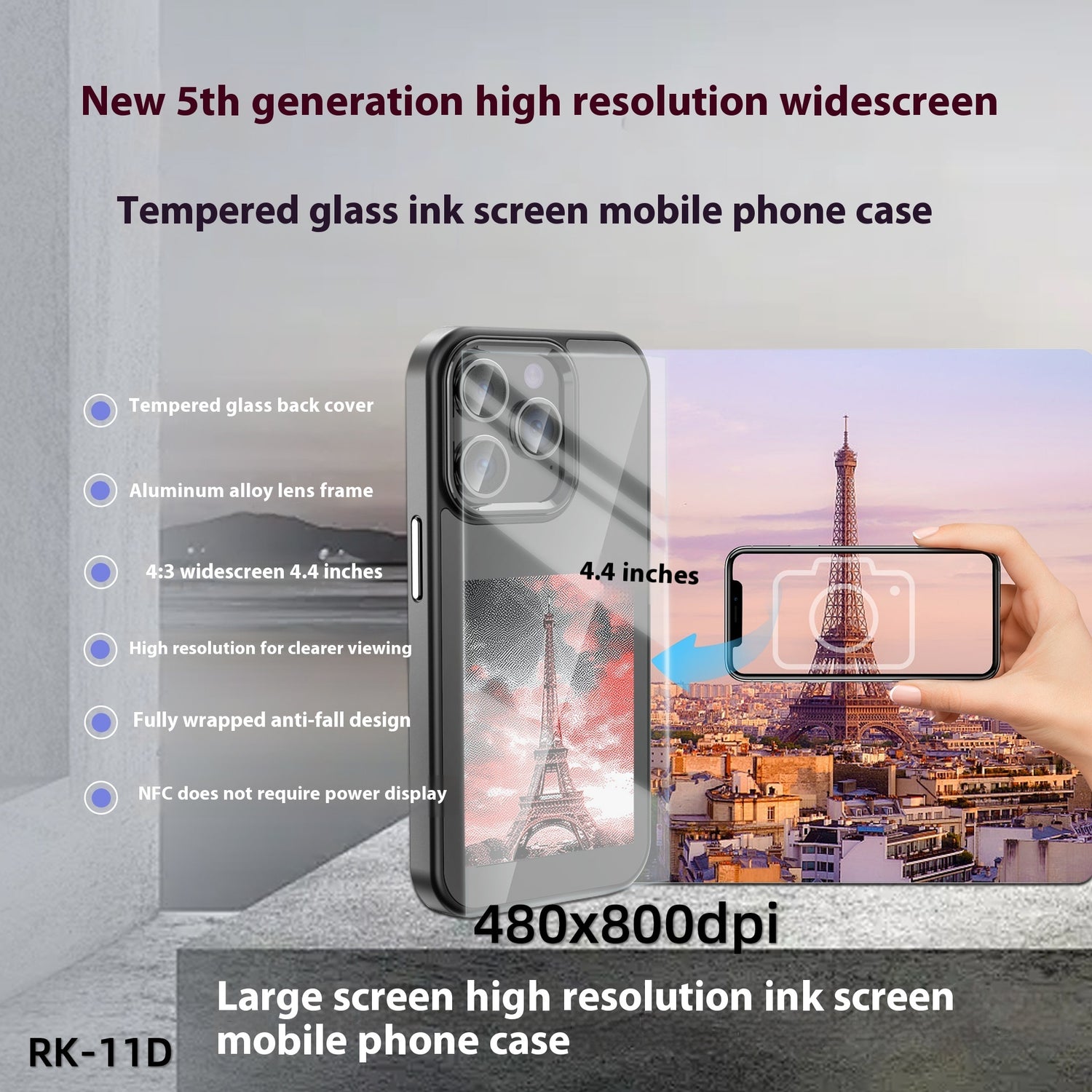 NFC Screen Projection Smart Color E-ink Screen Phone Case