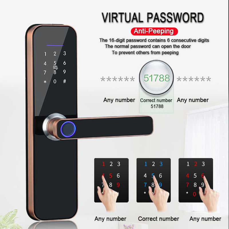 Apartment Office Wooden Door Electronic Fingerprint Lock with WiFi and TTLOCKAPP Integration"