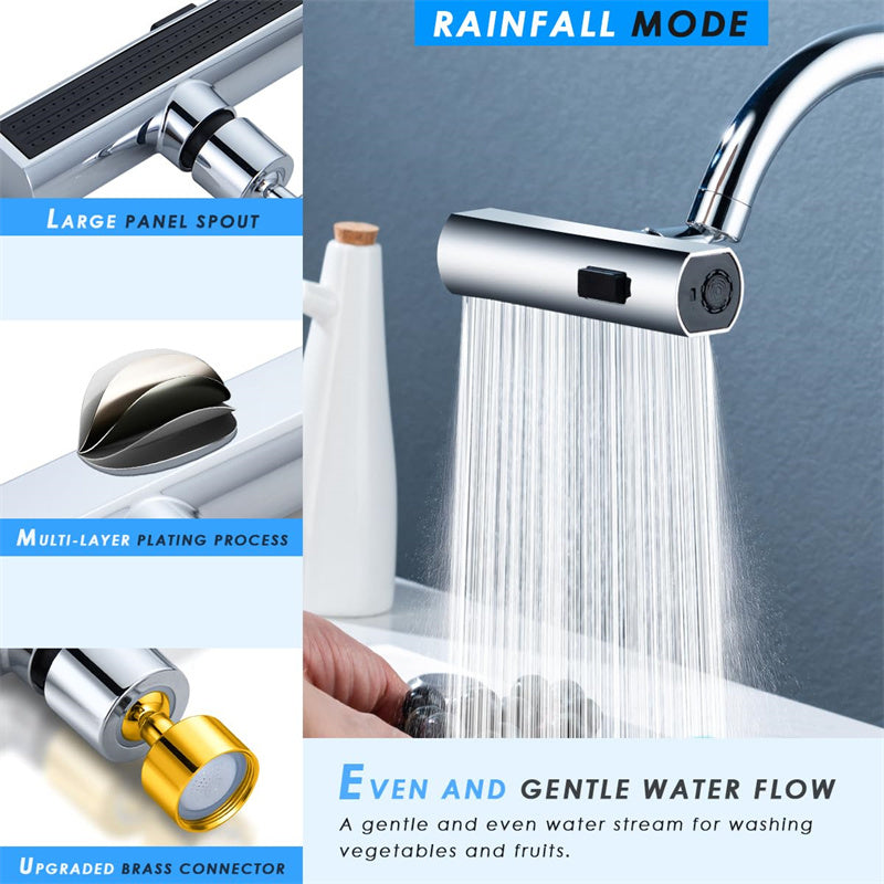 Multifunctional Kitchen Faucet Extension with Rotating Splash-Proof Water Nozzle