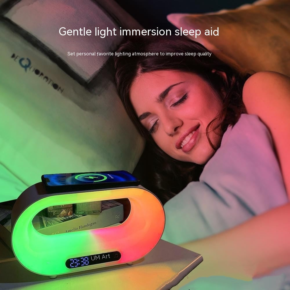Smart 3-in-1 LED Night Light, APP Control RGB Desk Lamp, Wireless Charger, and Alarm Clock