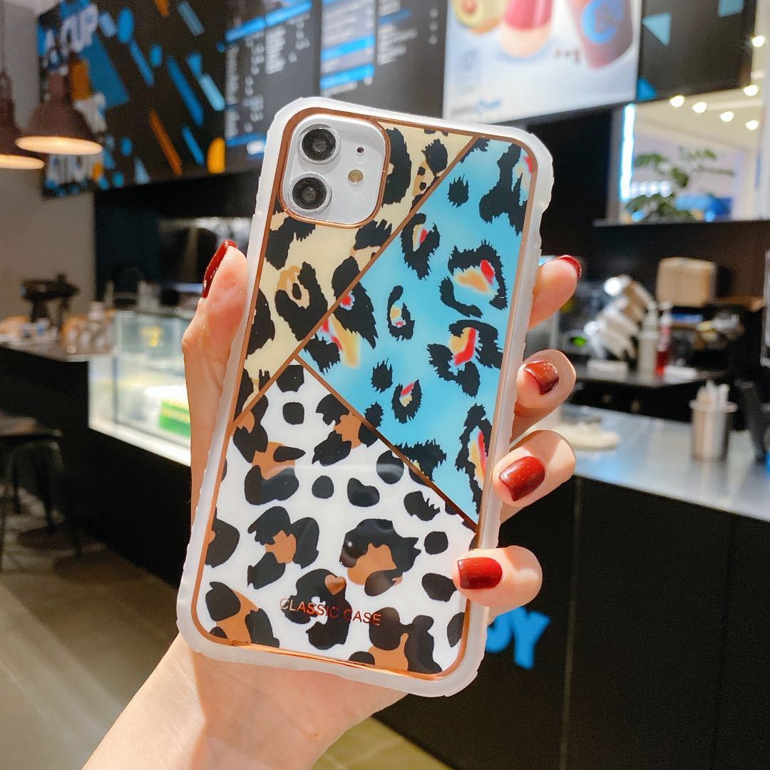 Electroplating love leopard print small waist protective
