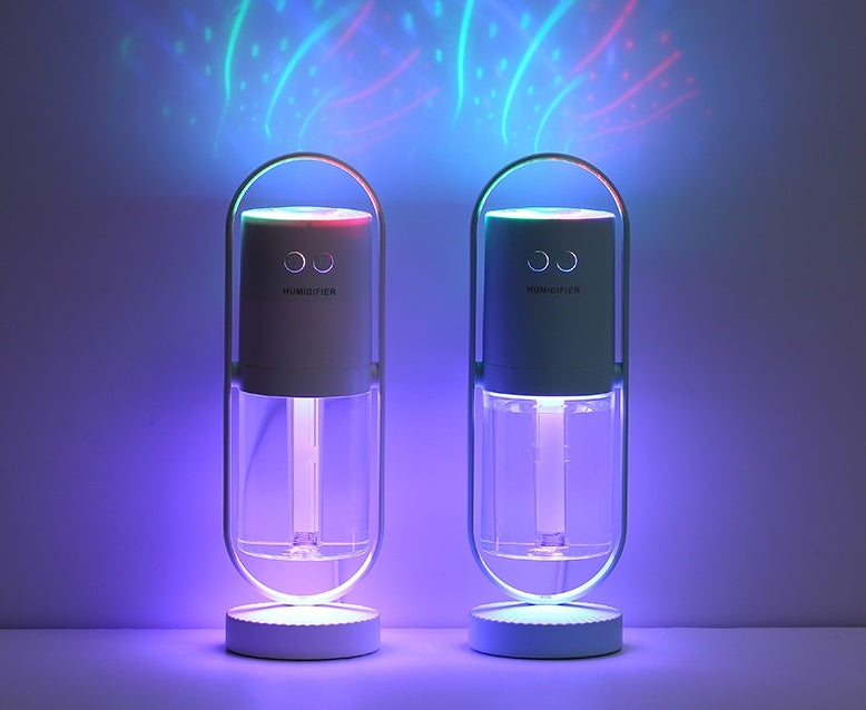 Magic Shadow USB Air Humidifier with Projection Night Lights, Ultrasonic Car Mist Maker, and Mini Office Air Purifier